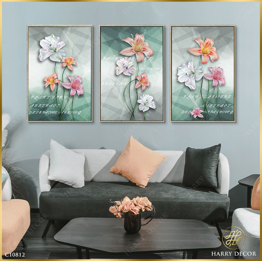  Bộ 3 Tranh Những Đóa Hoa Huệ Mềm Mại C10812 