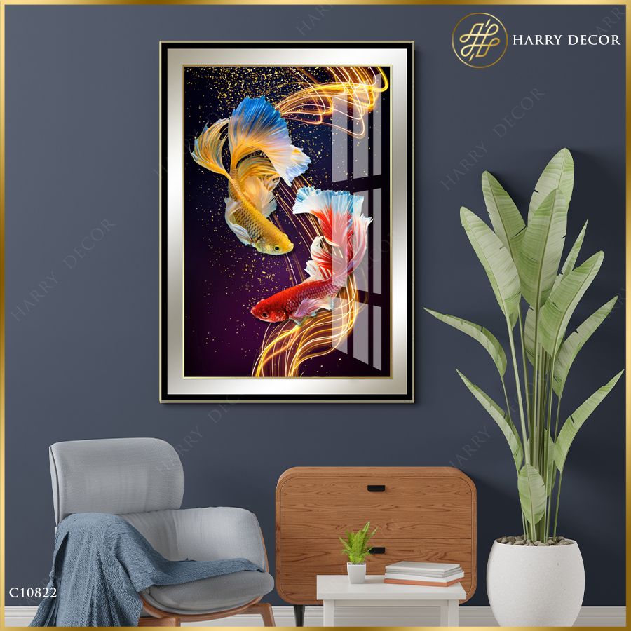  Tranh Đôi Cá Rực Rỡ Sắc Màu C10822 