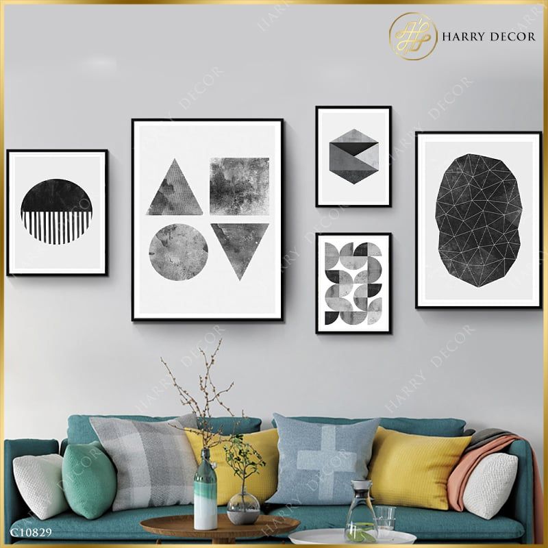  Bộ 5 Tranh Abstract Hình Học C10829 