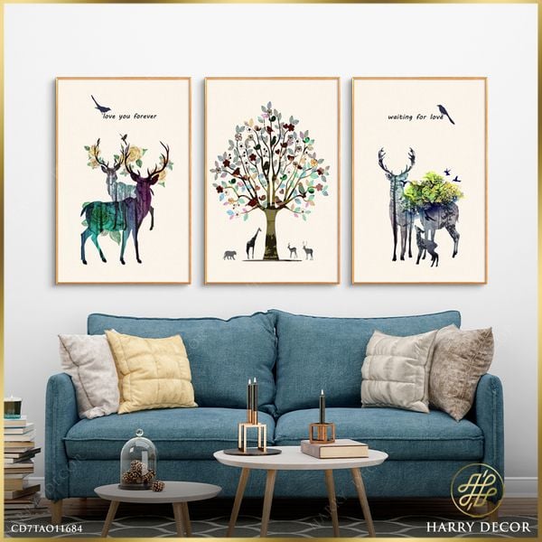  Bộ 3 Tranh Colorfull Deers CD7TAO11684 