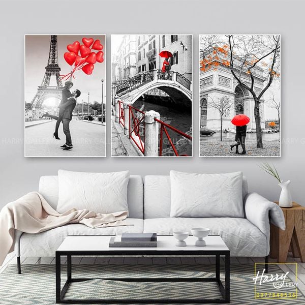  Bộ 3 Tranh Tình Yêu Giữa Paris Hoa Lệ C0163 