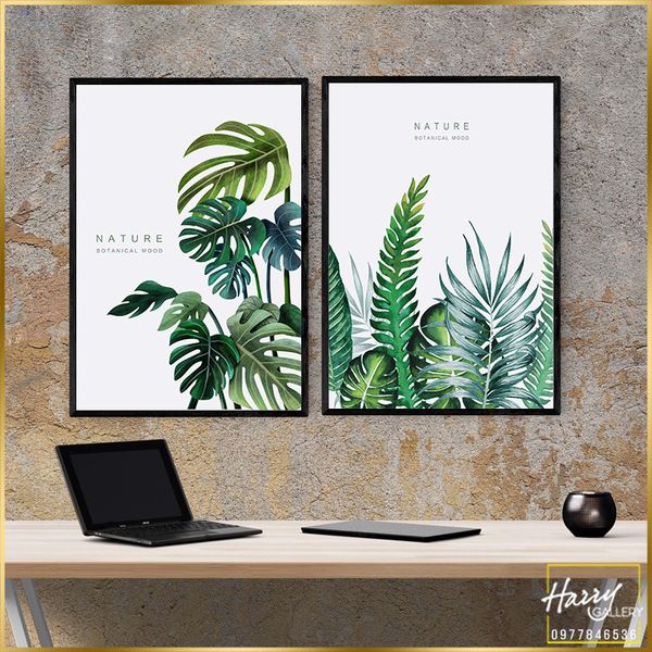  Bộ 2 Tranh Lá Nhiệt Đới Xanh Mát CS0083 