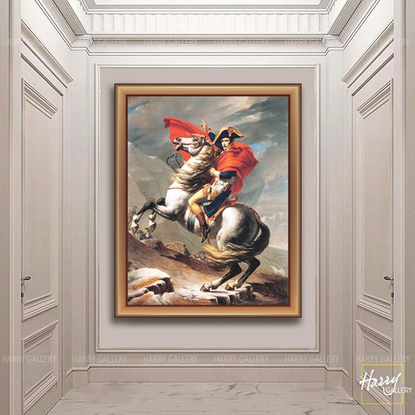  Tác phẩm kinh điển - Hoàng Đế Napoleon Trên Đèo Bernard (Jacques.L.David) chiến bào Đỏ S0467 