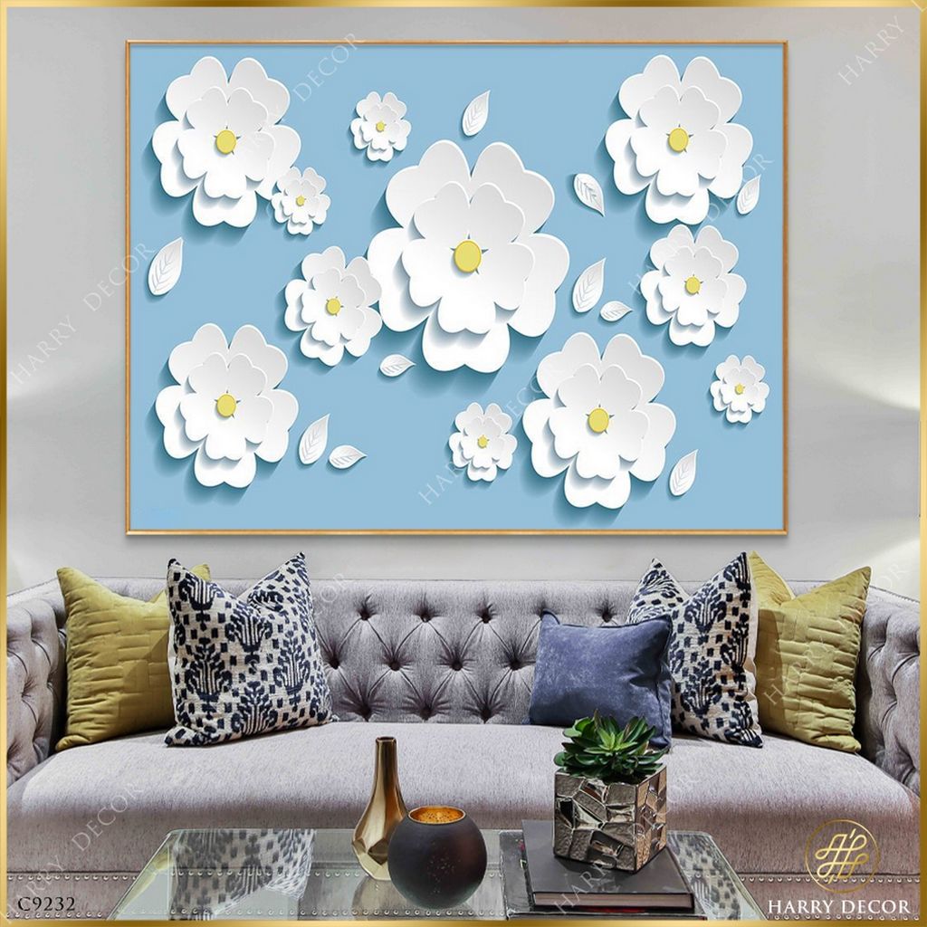  Tranh Hoa Trắng Đồng Tiền C9232 