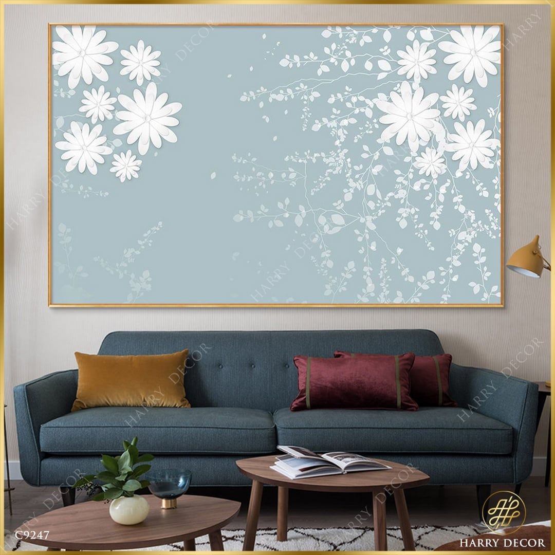  Tranh Hoa Trắng Màu Tuyết C9247 
