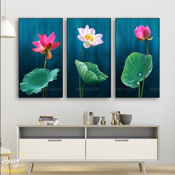  Bộ 3 Tranh Bông Sen Nở Rộ C0306 