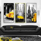  Bộ 3 Tranh Yellow In Black Car & Umbrella CD7TAO11690 
