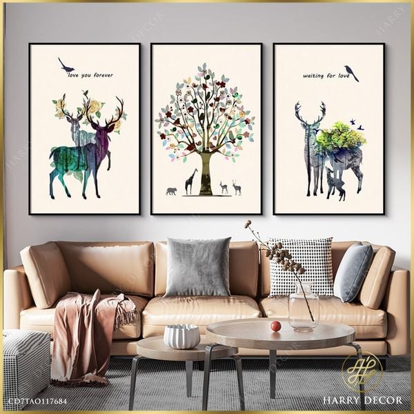  Bộ 3 Tranh Colorfull Deers CD7TAO11684 