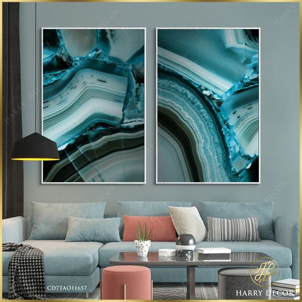  Bộ 2 Tranh Abstract Blue Ink 3 CD7TAO11657 