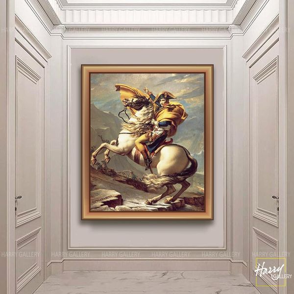  Tác phẩm kinh điển - Hoàng Đế Napoleon Trên Đèo Bernard (Jacques.L.David) chiến bào Vàng S0468 