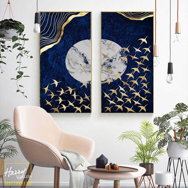  Bộ 2 Tranh Chim Én Trên Mặt Biển Sinh Khí Dồi Dào C0176 