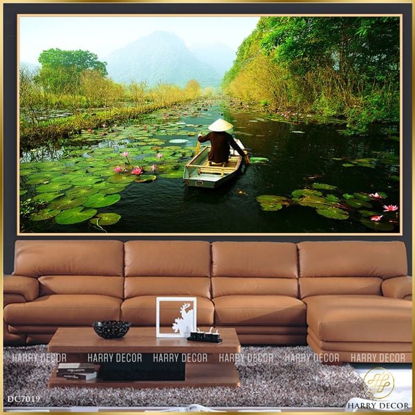  Tranh Áo Bà Ba Qua Đầm Sen DC7019 