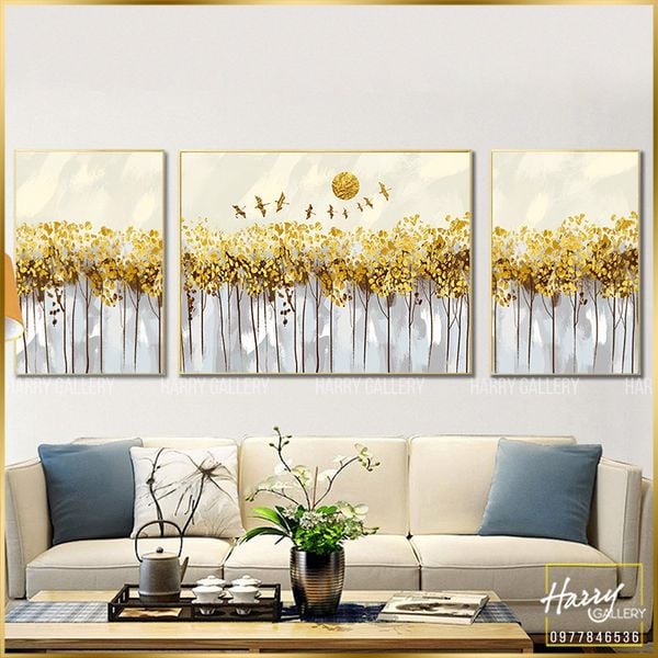  Bộ 3 Tranh Cây Nhũ Vàng CS0069 