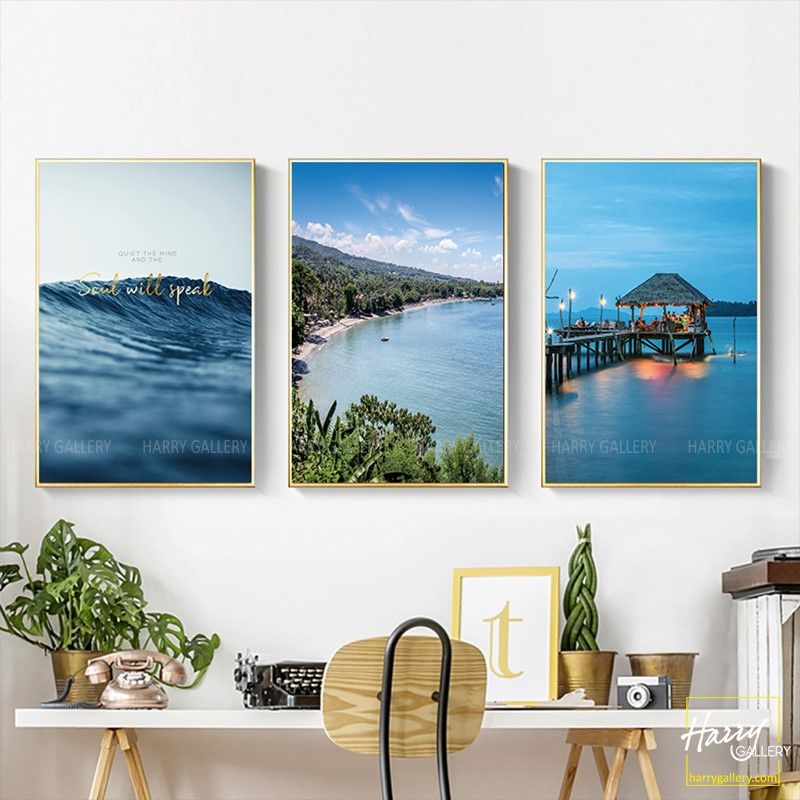  Bộ 3 Tranh Đại Dương Xanh C0387 