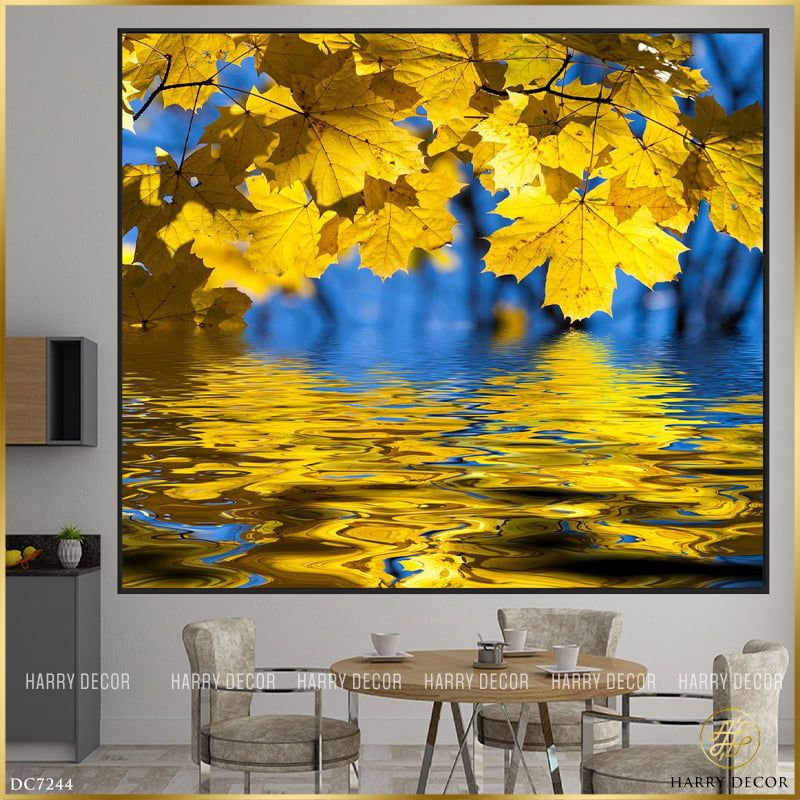  Tranh Vuông Lá Vàng Trên Mặt Hồ DC7244 