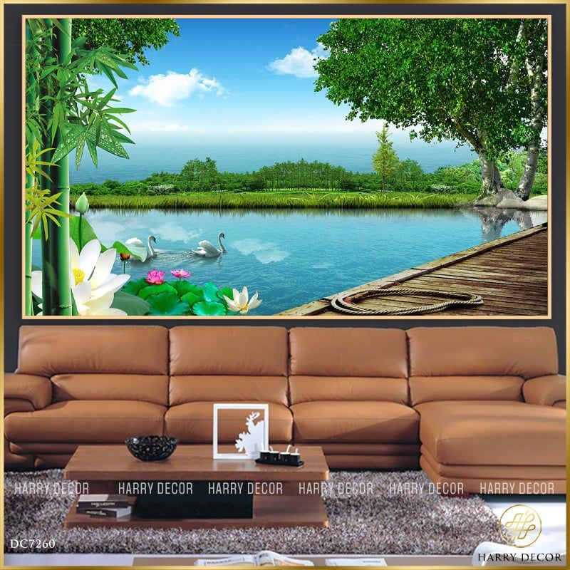  Tranh Đôi Thiên Nga Bên Cầu DC7260 