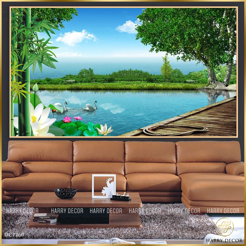  Tranh Đôi Thiên Nga Bên Cầu DC7260 