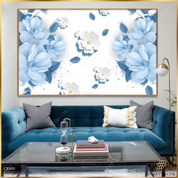  Tranh Xanh Xanh Màu Hoa Lá C8305 