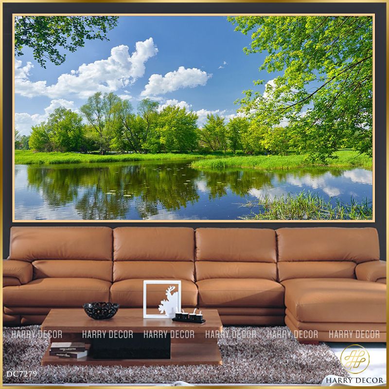  Tranh Xanh Xanh Thảm Cỏ Bên Hồ DC7279 
