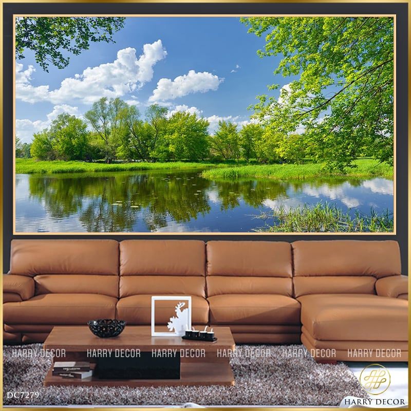  Tranh Xanh Xanh Thảm Cỏ Bên Hồ DC7279 
