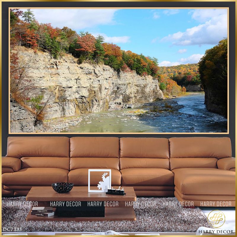  Tranh Cây Xanh Cây Vàng Trên Vách Núi DC7333 