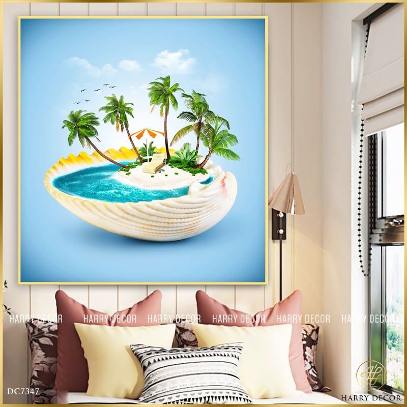  Tranh Vuông Đảo Trên Vỏ Ốc DC7347 