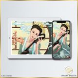  Tranh Cô Gái Ôm Đàn Bên Cánh Mộc Lan C5834375781 