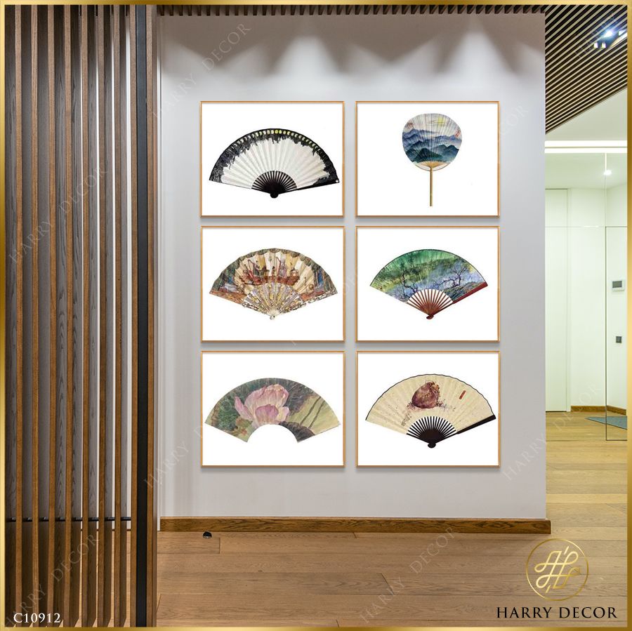  Bộ 6 Tranh Quạt Giấy C10912 