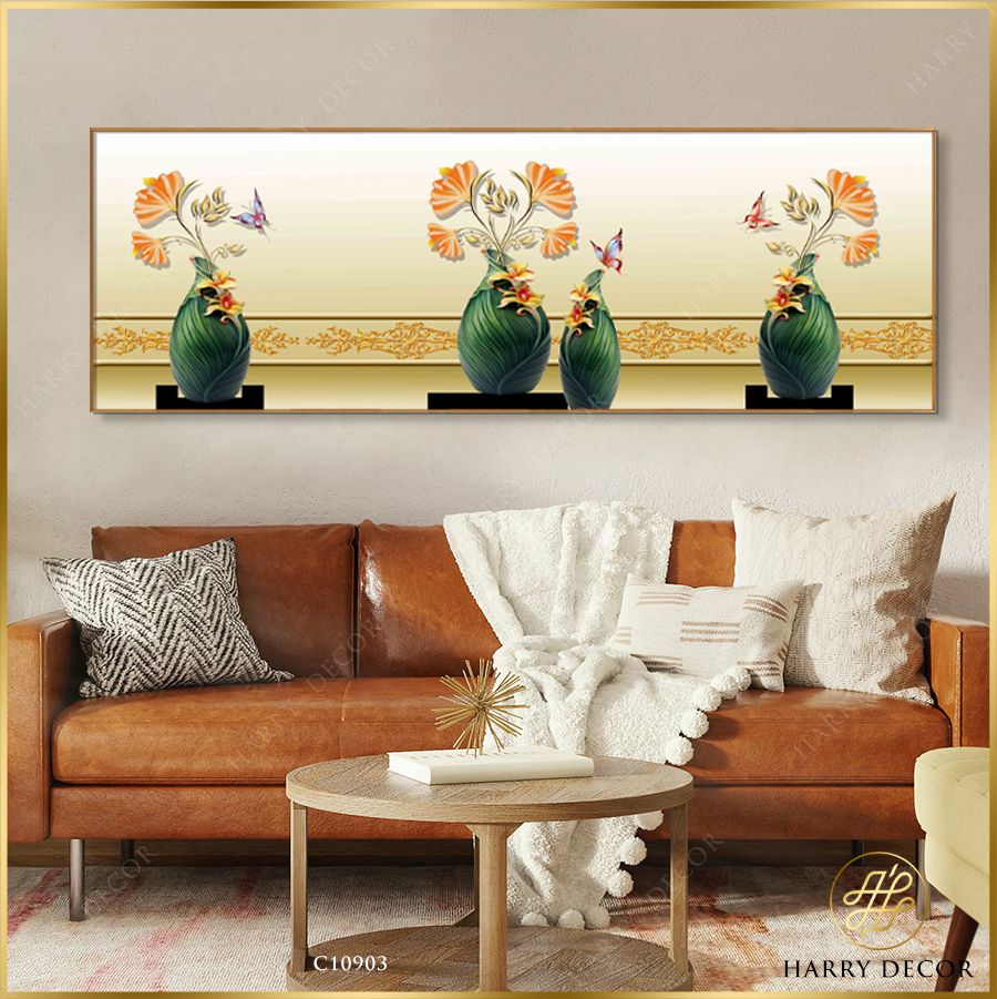  Tranh Bình Xanh Hoa Vàng C10903 
