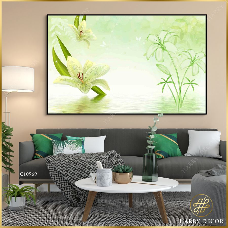  Tranh Hoa LiLy Trên Màu Xanh Biếc C10969 