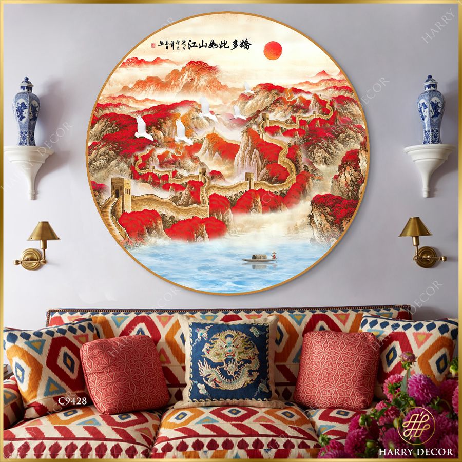  Tranh Tròn Sếu Bay Tường Thành C9428 