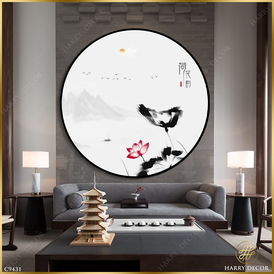  Tranh Tròn Sen Tàn Lá Rách Tả Tơi C9431 