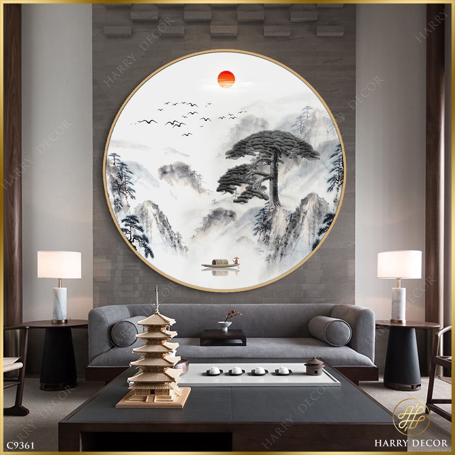  Tranh Tròn Xuồng Qua Chốn Cũ C9361 
