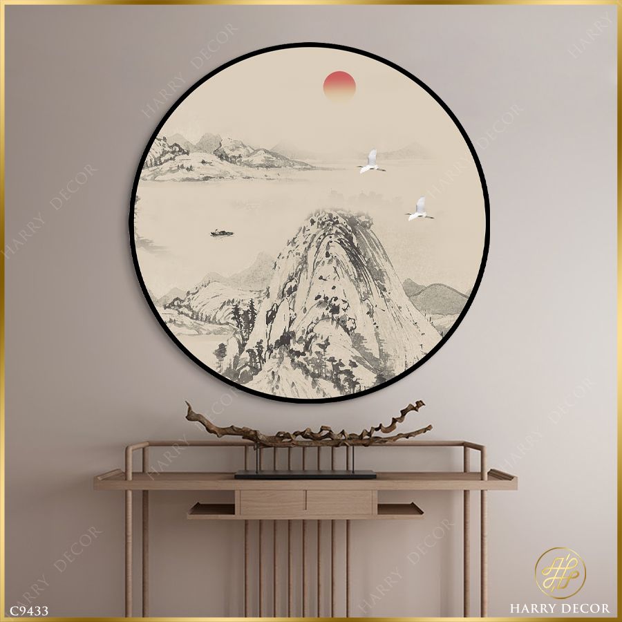  Tranh Tròn Hạc Trắng Đỉnh Đồi C9433 