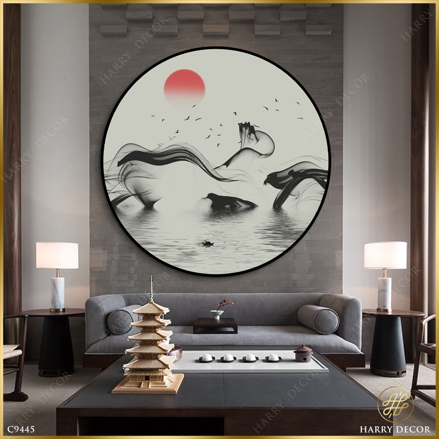  Tranh Tròn Núi Mây Lãng Du C9445 