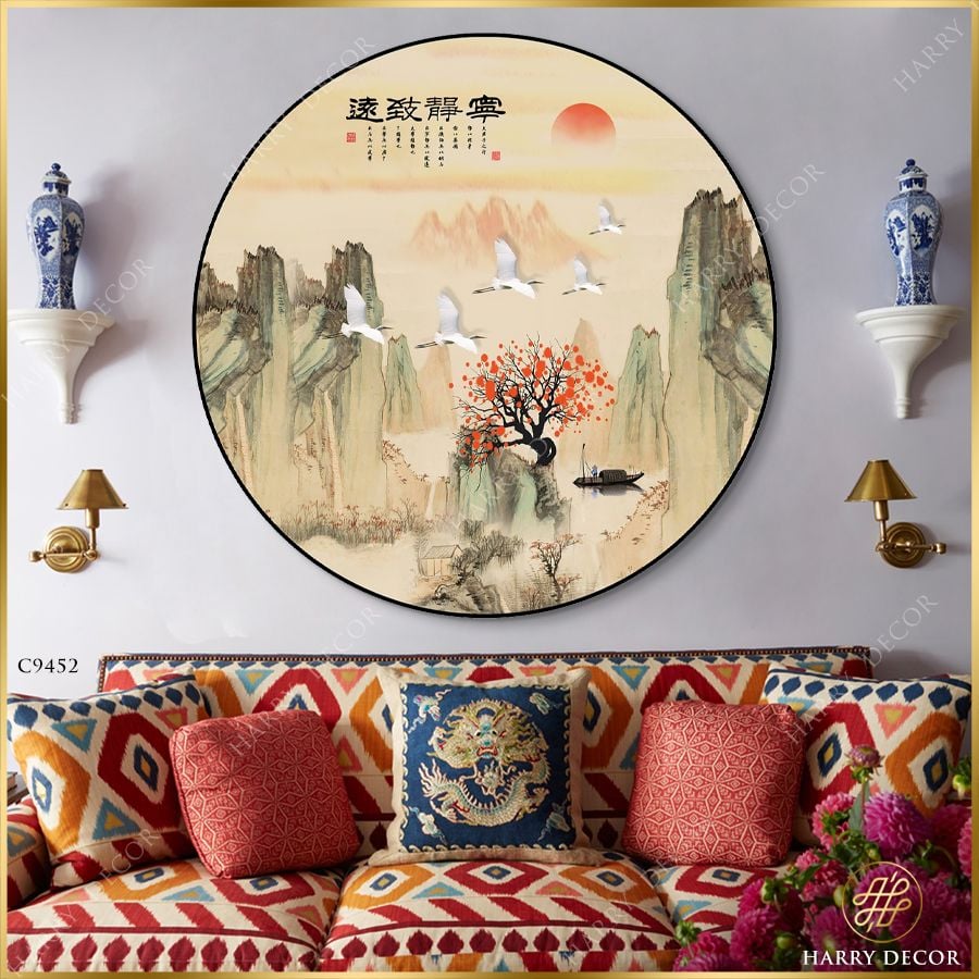  Tranh Tròn Hạc Trắng Muôn Phương C9452 