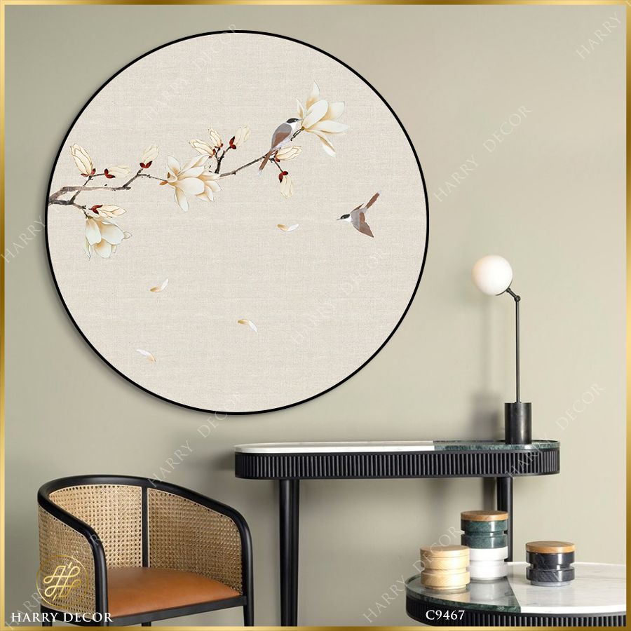  Tranh Tròn Mộc Lan Rơi Cánh Mỏng C9467 