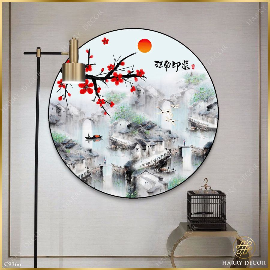  Tranh Tròn Cao Cao Nhành Mận Đỏ C9366 