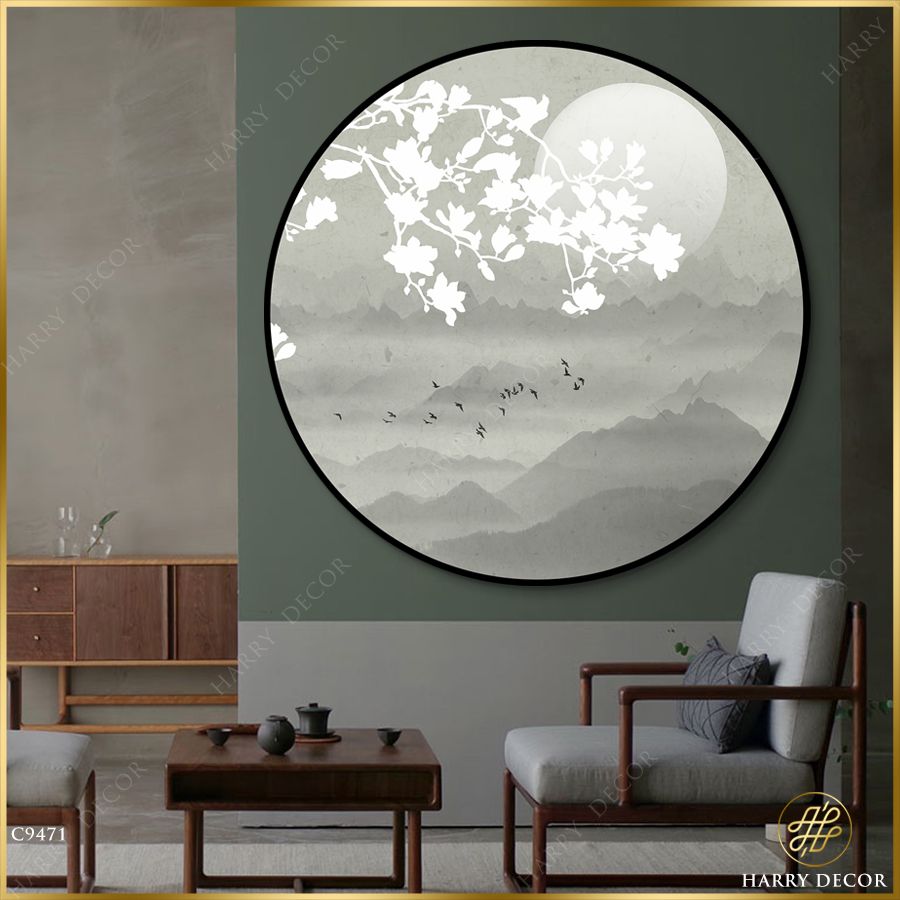  Tranh Tròn Mộc Lan Bóng Trắng Dưới Trăng  C9471 