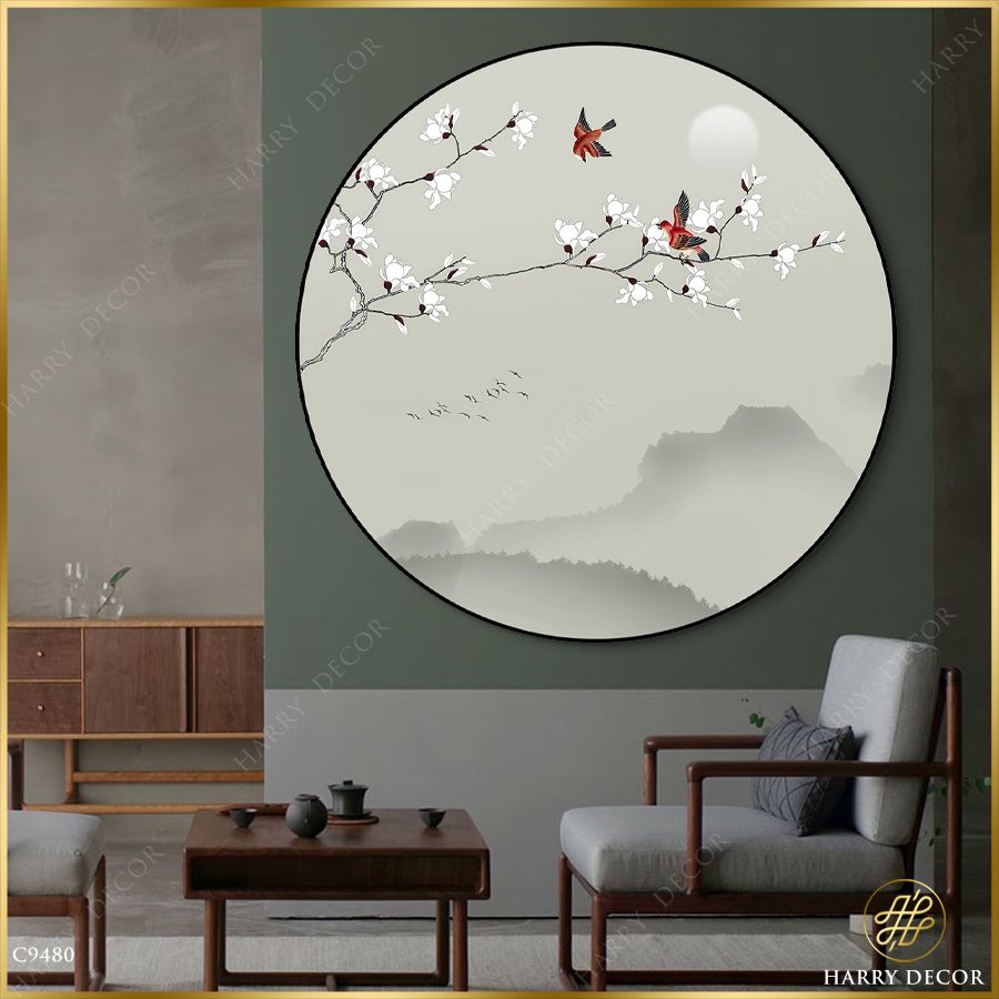  Tranh Tròn Mộc Lan Cánh Trắng Giữa Trời 1 C9480 