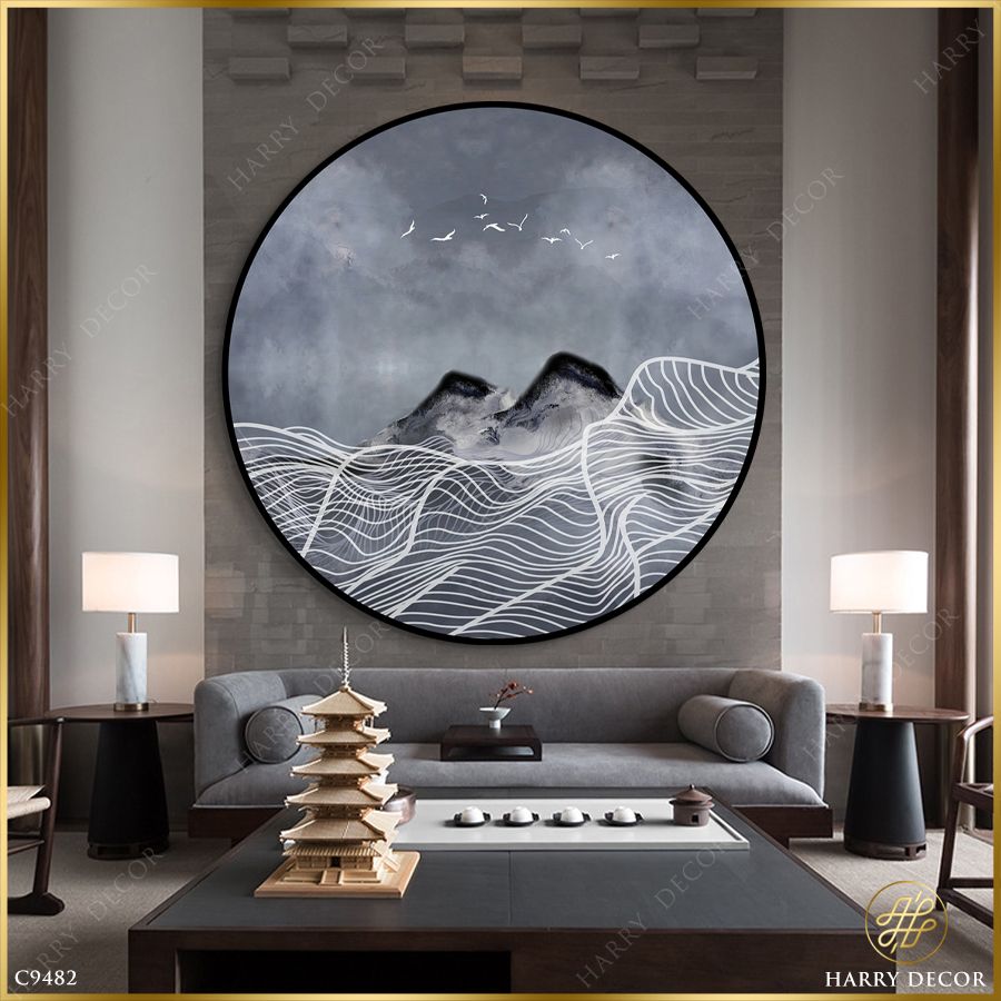  Tranh Tròn Gió Cuộn Dập Dìu Chim Bay C9482 