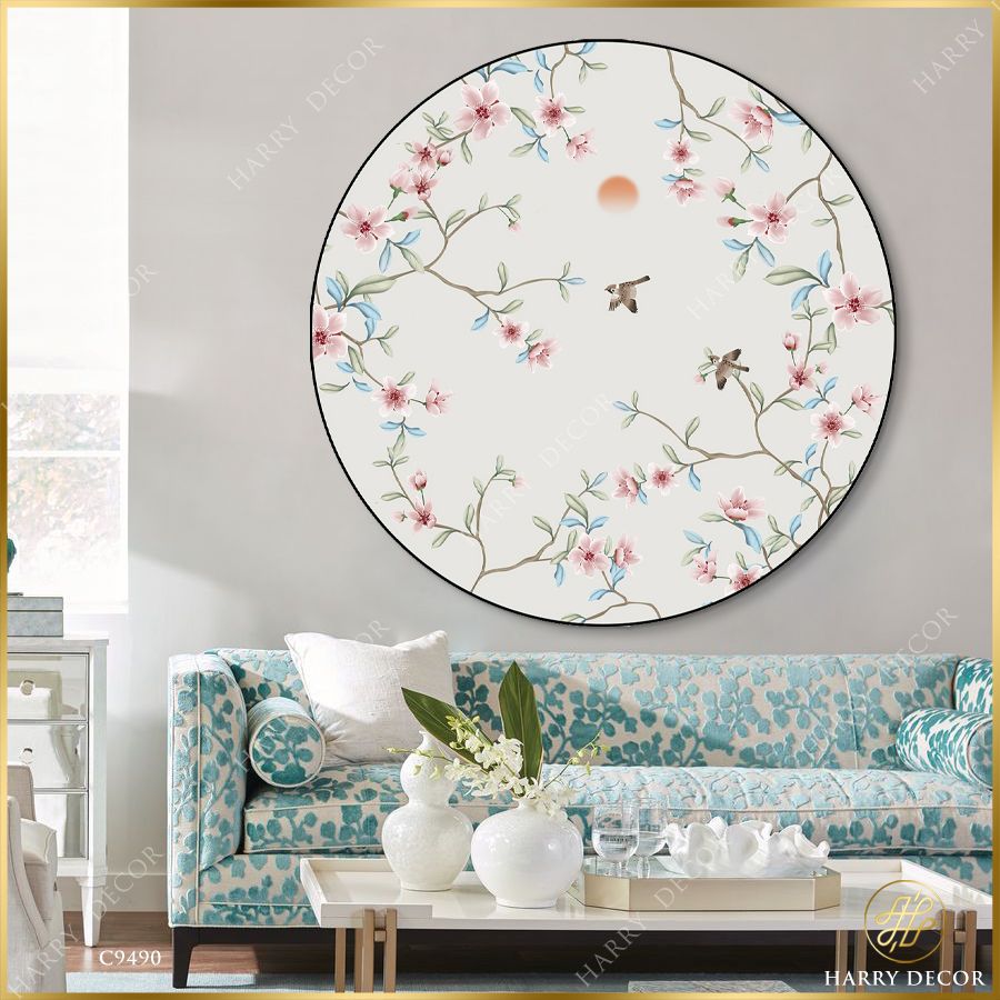 Tranh Tròn Mận Đỏ Trăng Rằm C9490 