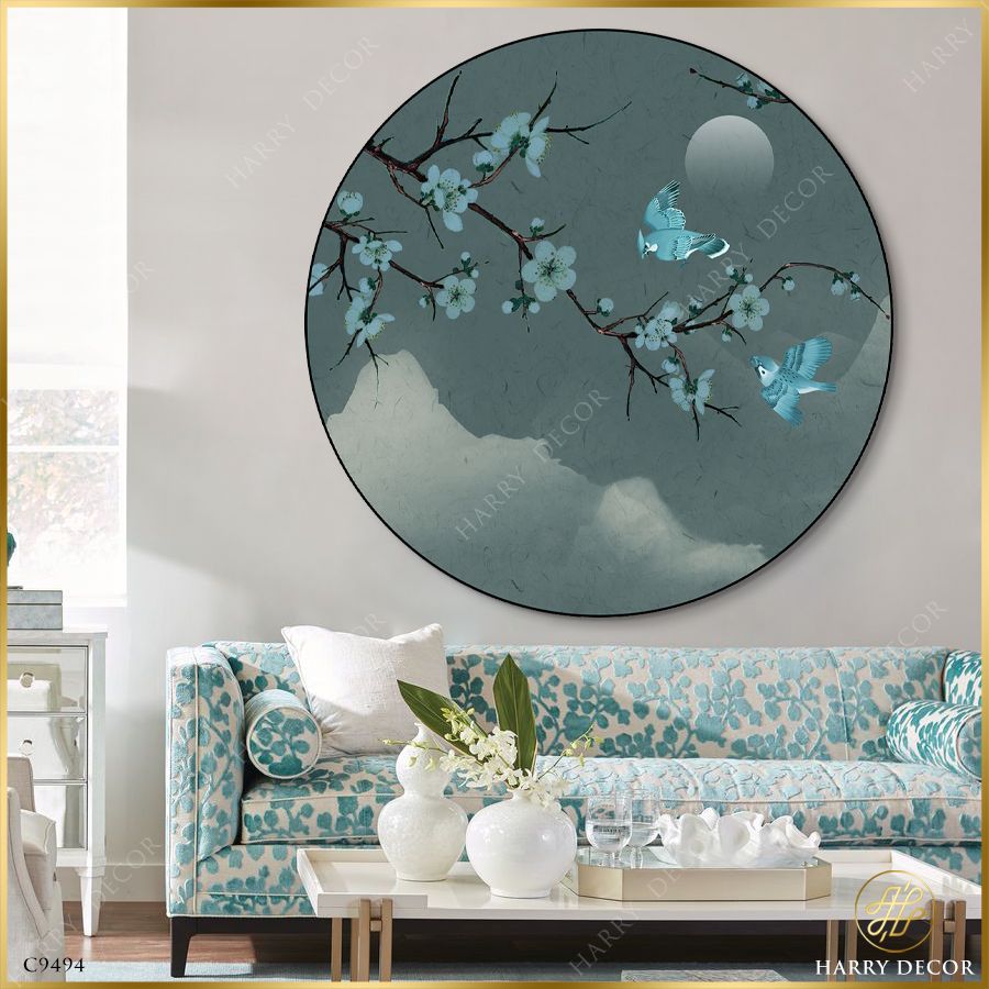  Tranh Tròn Hoa Mận Khoe Sắc Trăng Rằm 2 C9494 