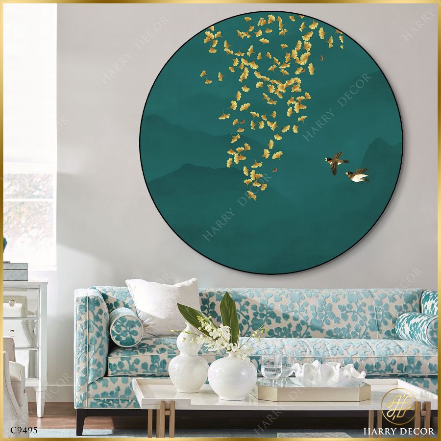  Tranh Tròn Phấp Phới Lá Vàng Chốn Hoa Vu C9495 
