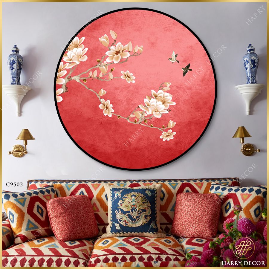  Tranh Tròn Hoa Mộc Lan Lung Linh Khoe Sắc C9502 