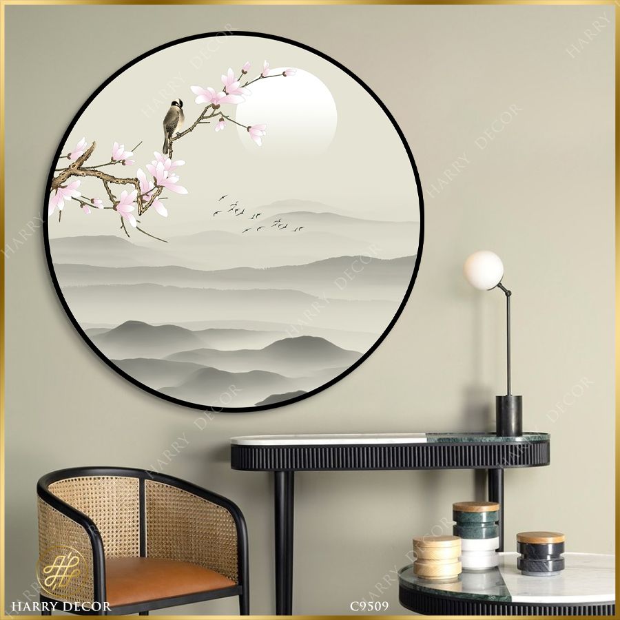 Tranh Tròn Mộc Lan Hồng Nhạt Chân Mây C9509 
