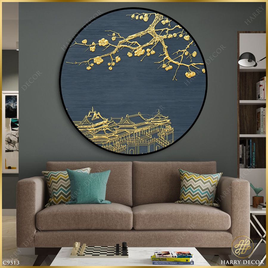  Tranh Tròn Chiếc Mai Đầu Cành C9513 