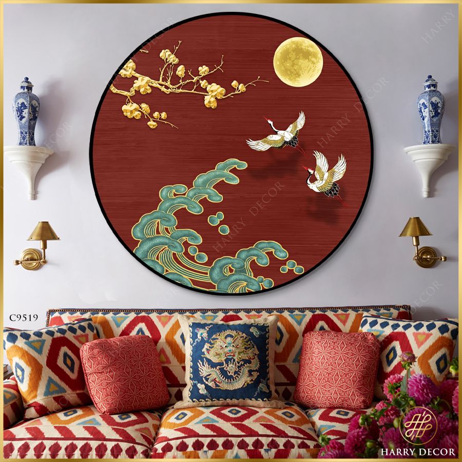  Tranh Tròn Bóng Đôi Hoàng Hạc C9519 