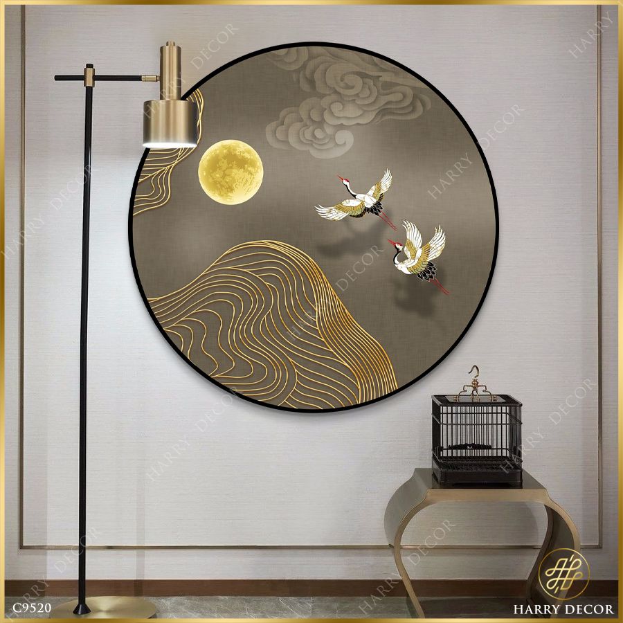  Tranh Tròn Hoàng Hạc Trăng Rằm 1 C9520 