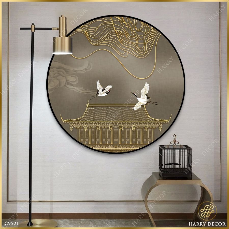  Tranh Tròn Hoàng Hạc Mái Đình C9521 